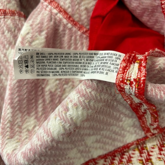 NWT Tuckernuck English Factory Red & White Tweed Puff Sleeve Tiered Dres… - Picture 11 of 13